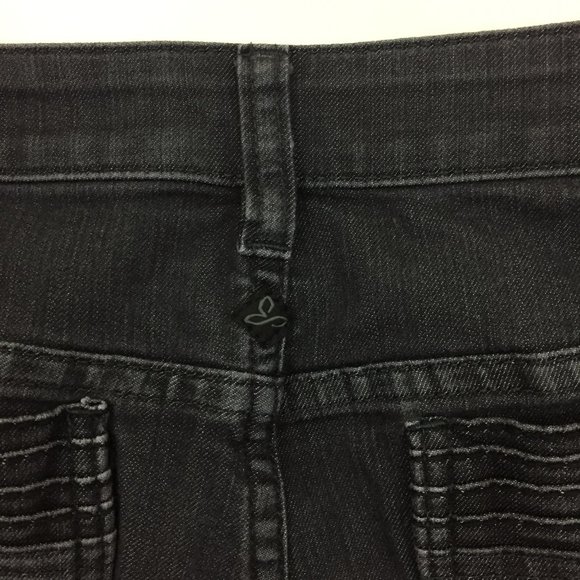 PRANA Dark Gray Wash Organic Cotton Blend 5 Pocket Logo Hardware Denim Jeans - Picture 8 of 10